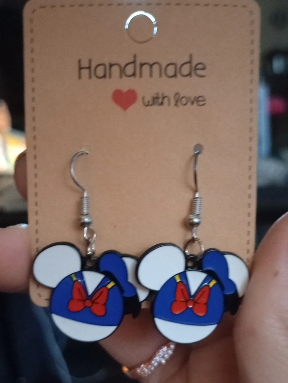 $8 Each Or Bundle 5/$20 Kids Blue Bow Donald Duck Inspired Mouse Earrings